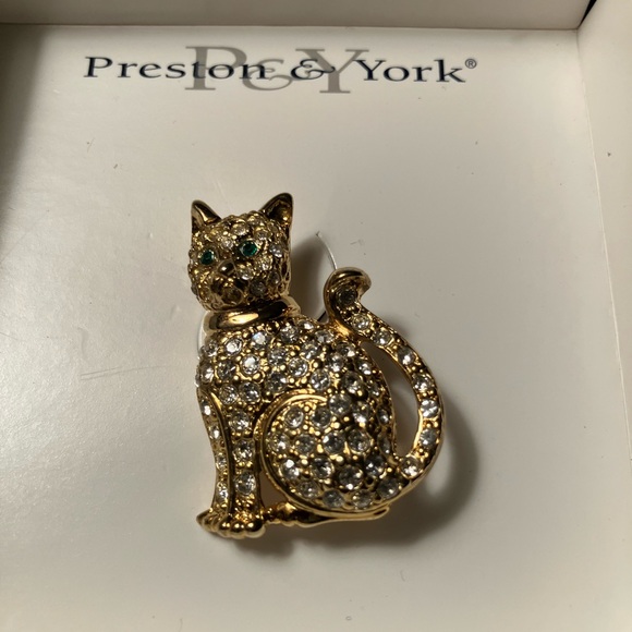 preston and York Jewelry - PRESTON AND YORK NWT RHINESTONE PLATED KITTIE CAT NWT